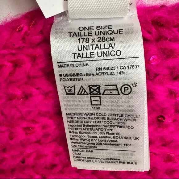 NWT Gap Scarf Shine Fushia Pink Soft Rib Knit Sequin OS - Picture 5 of 12